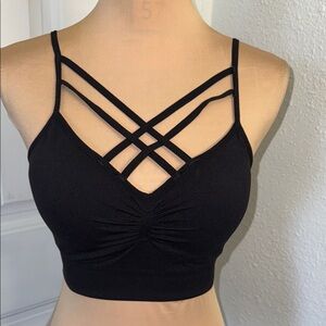 NWOT Active Basic Black Strappy Crisscross Sports Bralette